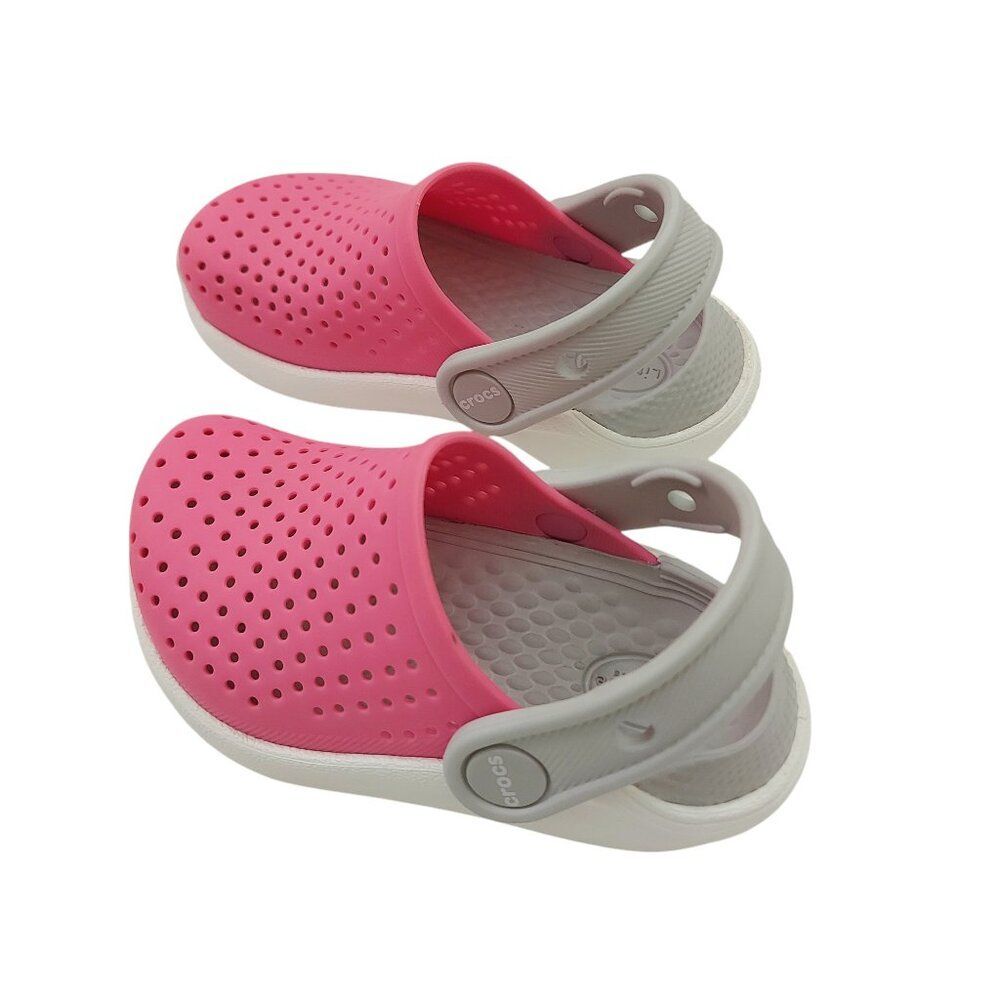 Crocs Literide Clogs Sandals Little Kids 6 Pink White - Picture 4 of 11